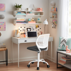 Homy Casa Teen Task Chair - Grey/White-Armless
