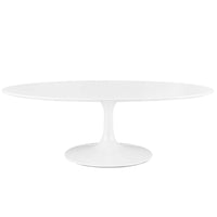 Modway Lippa 48" Oval-Shaped Wood Coffee Table - White-Modern Coffee Table