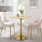 Modway Lippa 24" Square Wood Dining Table - Gold Natural-Beveled Edges