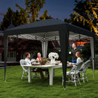 Outsunny 10 ft W x 10 ft L Pop Up Canopy Tent with Central Light - UPF 50+ - Black-Features a pop-up design for tool-free setup in just 30 minutes