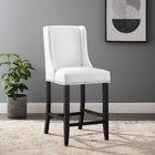 Modway Baron Faux Leather Counter Stool - White-Dense Foam Padding for Comfort