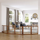 PawHut Wooden Freestanding Pet Gate with 6 Panels and 2 Support Feet - Coffee-Material: Pine wood, Steel 