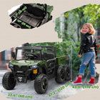 Qaba 24V 4WD Kids Ride On Truck with 6 Wheels, 2 Seater and Dump Bed - Green-Features an electric dump bed for fun hauling and unloading adventures 