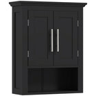 kleankin Bathroom Wall Cabinet with Shelf - Black-Wall-mounted design is space-saving