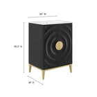 Modway Beau 24" Wood Bathroom Vanity with Basin - White/Black-Round Brass-like Metal Pulls