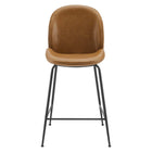 Modway Scoop Black Powder Coated Steel Leg Vegan Leather Counter Stool - Tan-7