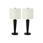 Monarch Specialties 24" H Table Lamp - Black Metal / Ivory / Cream Shad - Set Of 2-Brighten up your office, livingroom, bedroom with this set of 2 sleek, 24"h contemporary accent table lamps in a black metal finish, with stylish ivory linen tapered drum shades and topped with a decorative black metal finial