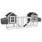 PawHut 123" Extra Large Chicken Coop Wooden Poultry House - Grey-Bilateral symmetry design features roomy space for chickens 