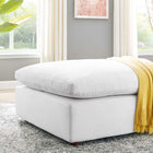 Modway Commix Down Filled Overstuffed Performance Velvet Ottoman - White-Down Feather and Cotton Cushions