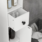 Kleankin Bathroom Storage Cabinet with Shelves and Toilet Paper Holder - High Gloss White-Anti-tipping design for added safety