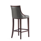 Manhattan Comfort Fifth Avenue 19" Traditional Faux Leather Upholstered Bar Stool - Pebble Grey - 3 Pack-Delivered to you Fully Assembled! No Assembly Required