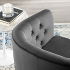 Modway Prospect Tufted Performance Velvet Swivel Armchair - Charcoal-Rotating Swivel Base