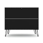 Manhattan Comfort Rockefeller 35.24" Mid-Century Modern 3-Drawer Dresser 2-Piece Set - Black-Home Assembly Required. All Hardware Included