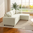 HOMCOM Chaise Sectional Corner Corduroy Sofa - Cream White-Soft corduroy fabric adds a cozy touch and enhances room aesthetics