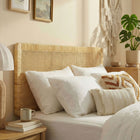 Modway Sandy Wall Mounted Wood and Rattan King Size Headboard - Natural Rattan-Wall Mounted Design