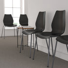 Flash Furniture HERCULES Series Black Stack Chair with Lumbar Support & Silver Frame-Back Width: 10.5'' - 16''