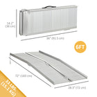 HOMCOM 6' Textured Aluminum Folding Wheelchair Ramp - Silver-Folds up, when not in use, for carry, transportation, and easy storage 