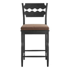 Modway Jax Oak Wood Counter Stool With Wavy Razor Back and Cushion - Black Cocoa-Fully Assembled