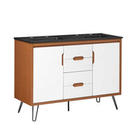 Modway Energize 48" Double Sink Bathroom Vanity - Cherry White/Black-Mid-Century Modern Bathroom Vanity