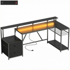HOMCOM 76" Reversible Gaming Desk with RGB Lights and USB Ports - Black-Customisable L-shape design adapts to left or right setups