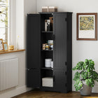 HOMCOM 60" H Kitchen Pantry Cabinet with Shelves - Black-4 independent doors are controlled separately, each equipped with 1 handle and 2 hinges 