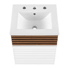 Modway Render 18" Wall-Mount Bathroom Vanity - White/Walnut/White-9