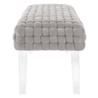 Modway Prologue Woven Performance Velvet Ottoman - Light Grey-Dense Foam Padding