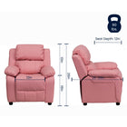 Flash Furniture Deluxe Padded Contemporary Pink Vinyl Kids Recliner with Storage Arms-Headrest Cover