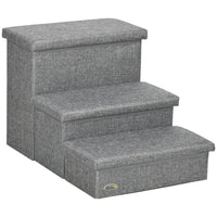 PawHut 3-Tier Pet Stairs with Storage Box for High Bed-Allows pets to access higher spots, such as beds and sofas 