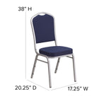 Flash Furniture HERCULES Series Crown Back Stacking Banquet Chair in Black Fabric - Silver Frame-2.5'' Thick Seat Cushion