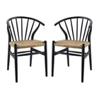 Modway Flourish Spindle Wood Dining Side Chair - Black - 2 Pack-Modern Farmhouse Dining Chair Set of 2