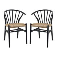 Modway Flourish Spindle Wood Dining Side Chair - Black - 2 Pack-Modern Farmhouse Dining Chair Set of 2