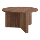 Hudson&Canal Anders 32"W Round Coffee Table - Satin Walnut-A contemporary Scandinavian design for your living room, den, and more