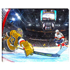 Adin Hill Golden Knights Stick Save - Framed Canvas - 20" x 16"-Premium canvas print with gallery-wrapped edges