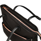 Swissdigital Katy Rose NG Tote Bag - Black-INTEGRATED USB CHARGING PORT - Equipped with a USB charging port with integrated cable design, offering quick access to charge your electronic devices such as smartphones, tablets, kindles and all other USB devices on the go while using them at the same time.