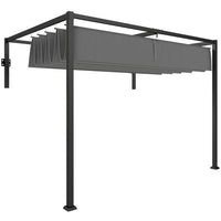 Outsunny Lean To Pergola with Retractable Canopy for Patio, Deck - 10' x 7'-Sliding canopy cover for adjustable shade 