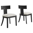 Modway Peregrine Wood and Fabric Upholstered Dining Chairs - Black/Heathered Weave Ivory - 2 Pack-Set of 2 Dining Chairs