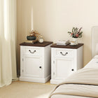 HOMCOM Side Table- White - Set of 2-Features a drawer and cabinet, offering ample space for organized storage