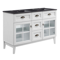 Modway Isle 48" Double Bathroom Vanity Cabinet - White/Black-Contemporary Coastal Style