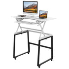 Rocelco 46" Deluxe Adjustable Height Desk Riser and Floor Stand Bundle - White/Black-9