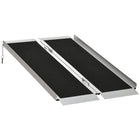 HOMCOM 4' Portable Wheelchair Aluminum Single-fold Threshold Ramp - Black-Lengthening tailboard design makes this threshold ramp more steady when in use 