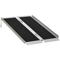 HOMCOM 4' Portable Wheelchair Aluminum Single-fold Threshold Ramp - Black-Lengthening tailboard design makes this threshold ramp more steady when in use 