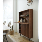Nexera Slim Bar Cabinet - Secretary Bookcase Desk With Storage - Walnut-8
