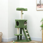 PawHut 47" Cat Tree Tower with Condo, Ladder and Scratching Posts - Ball-MDF board built with a bottom base to keep upright and stable 