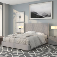 Flash Furniture Riverdale Queen Size Tufted Upholstered Platform Bed - Light Grey Fabric-Platform Bed