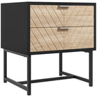 HOMCOM Modern Bedside Table with 2 Drawers and Metal Base - Black-2 drawers provide storage space for your sundries