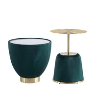 Manhattan Comfort Anderson Modern Leatherette Upholstered End Table - Green - Set of 2-Modern End Table Set of 2 for Living Room Use