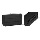 Manhattan Comfort Chrystie Contemporary Modern 2-Piece Dresser and Nightstand Set - Black-Sleek black metal drawer pulls and softly rounded edges create a clean, modern silhouette