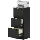 HOMCOM 3-Drawer Fluted Vertical Letter/A4 Filing Cabinet with Lock - Black-Three file drawers fit A4 or letter-size folders
