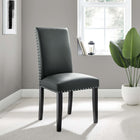 Modway Parcel Dining Faux Leather Side Chair - Grey-Nailhead Trim Accents
